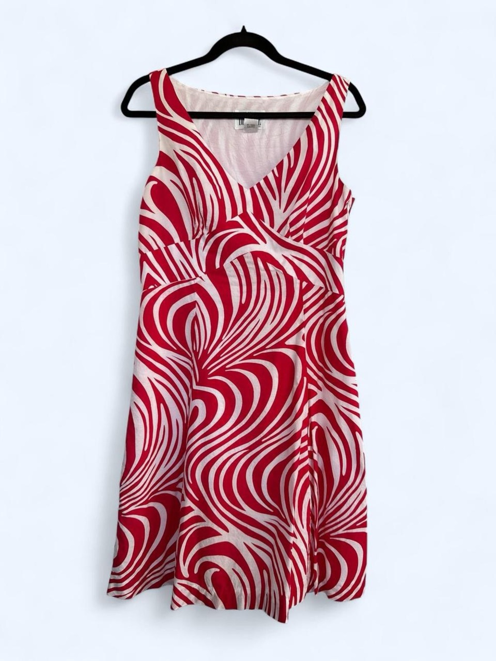 Vintage Yves Cossette Depeche Mode Red and white psychedelic swirl a-line dress
